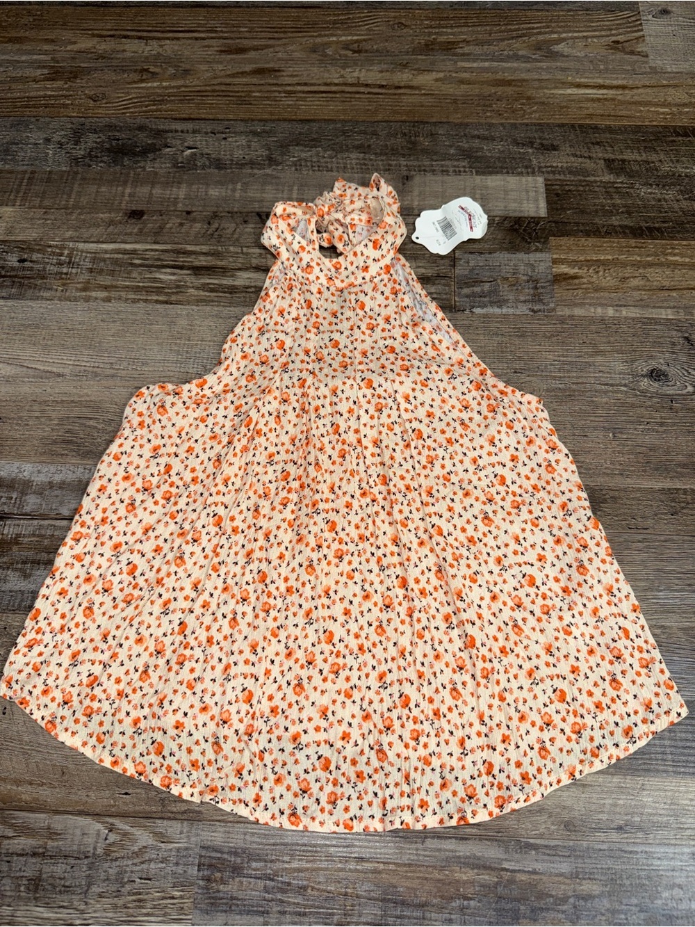 Altard State Floral Halter Tie Back Tank Top Orange Cream XS - Picture 6 of 8